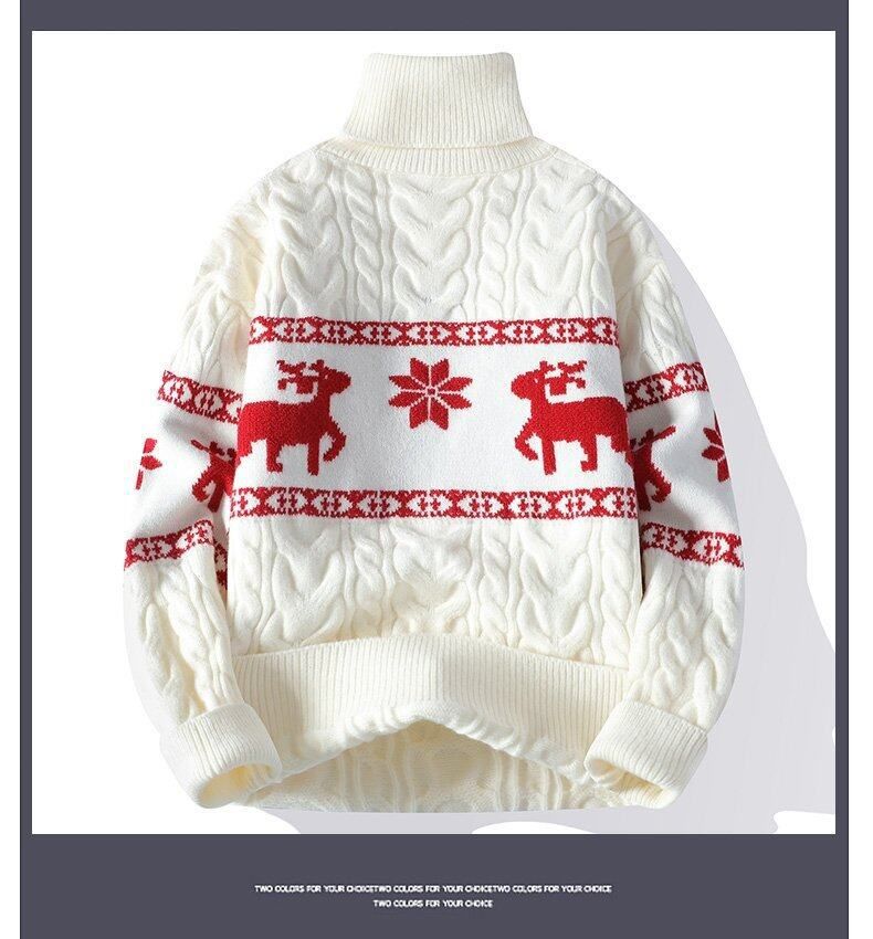 Herren-Winterstrickpullover mit Cartoon-Jacquard – Pullover mit hohem Kragen, lange Ärmel, dickes Fleecefutter (M-4XL, 5 Farben, maschinenwaschbar)_voghion.com