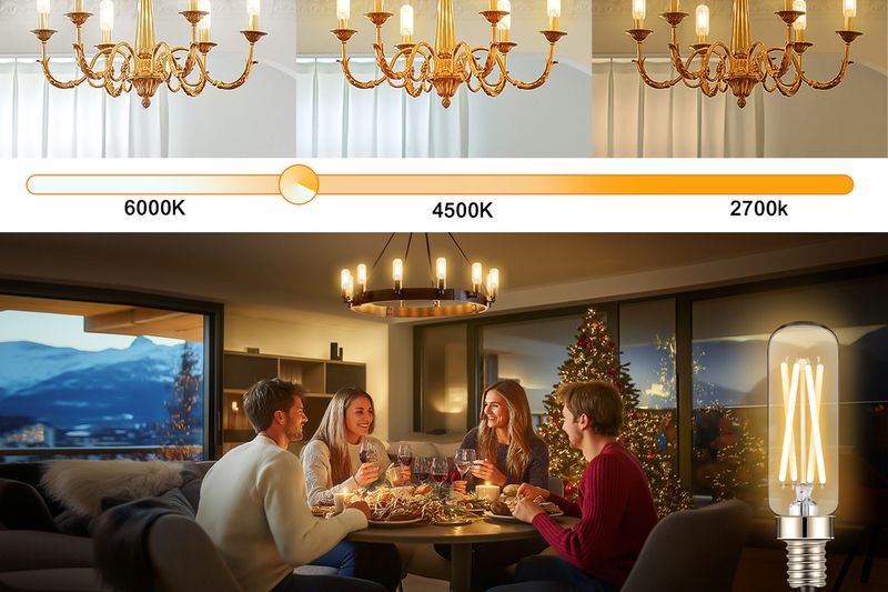 T25 LED Filament Bulb - E12 Base Edison Vintage Light Bulb, Dual Color (2200K Amber & 2700K Warm White), Dimmable, Shatterproof Glass_voghion.com