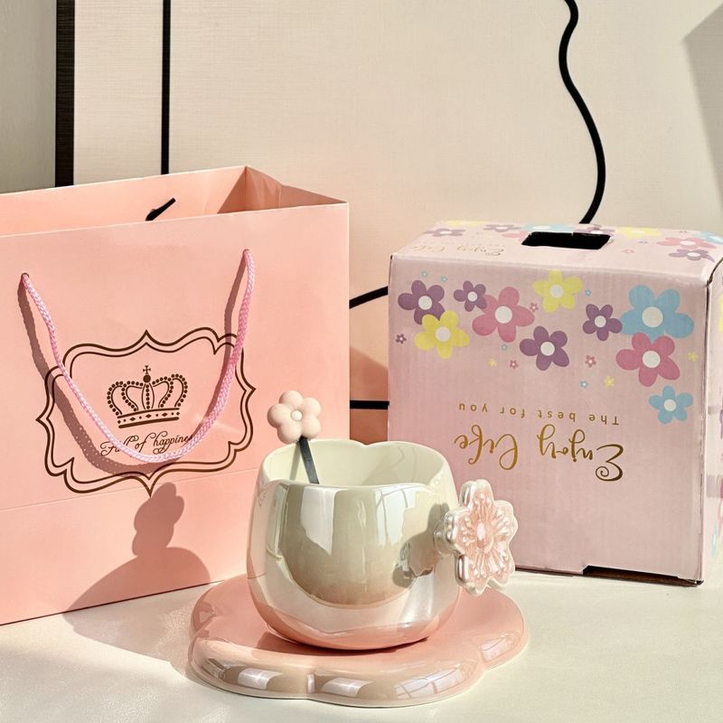 Nordic Style Gradient Coffee Cup And Saucer Exquisite Office Afternoon Tea Mug Women's Practical Gift For Bridesmaids_voghion.com