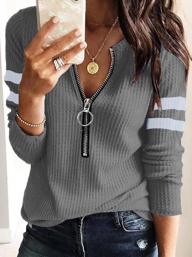 women's hot-selling knitted t-shirts long sleeves_voghion.com