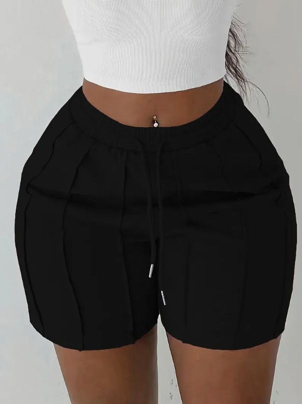 Vêtements pour femmes, loisirs d'été, sports, shorts à plis cure-dents sur le devant, pantalons de cyclisme, pantalons de sport, shorts gris clair_voghion.com