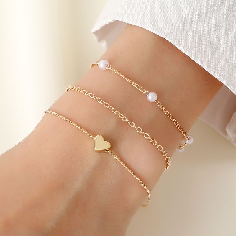 Eenvoudige retro legering schijf hanger ketting dames 3-laags armband sieraden_voghion.com