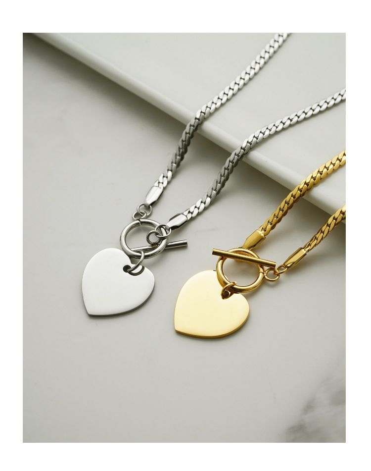 Ensemble de trois pièces en or véritable K en forme de cœur, le magnifique collier, bracelet, chaîne en os de serpent, collier, boucles d'oreilles_voghion.com