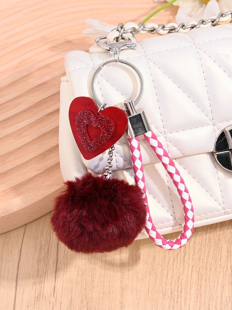 Plüsch Ball Herz Anhänger süße Tasche Schlüsselanhänger Anti-Lost Schlüsselanhänger kleines Geschenk_voghion.com