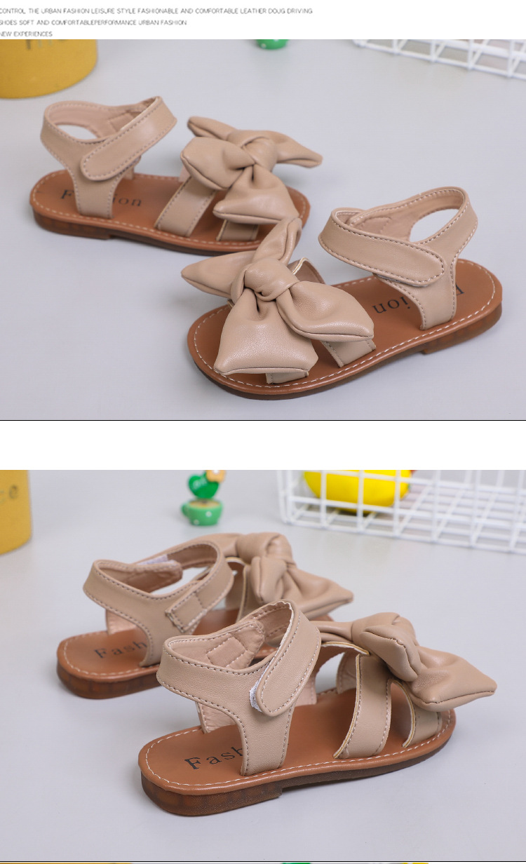 Sandales d'été pour enfants, nouvelle édition coréenne, chaussures de plage à bout ouvert avec nœud pour fille, princesse bébé, semelle souple, lot, 2024_voghion.com