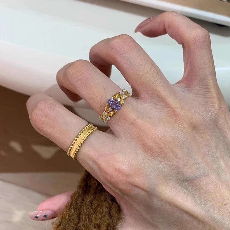 Hochwertiger, gebürsteter Kugel-Nischenring im Vintage-Stil, leichter, luxuriöser, vielseitiger, stapelbarer Ring für Damen_voghion.com