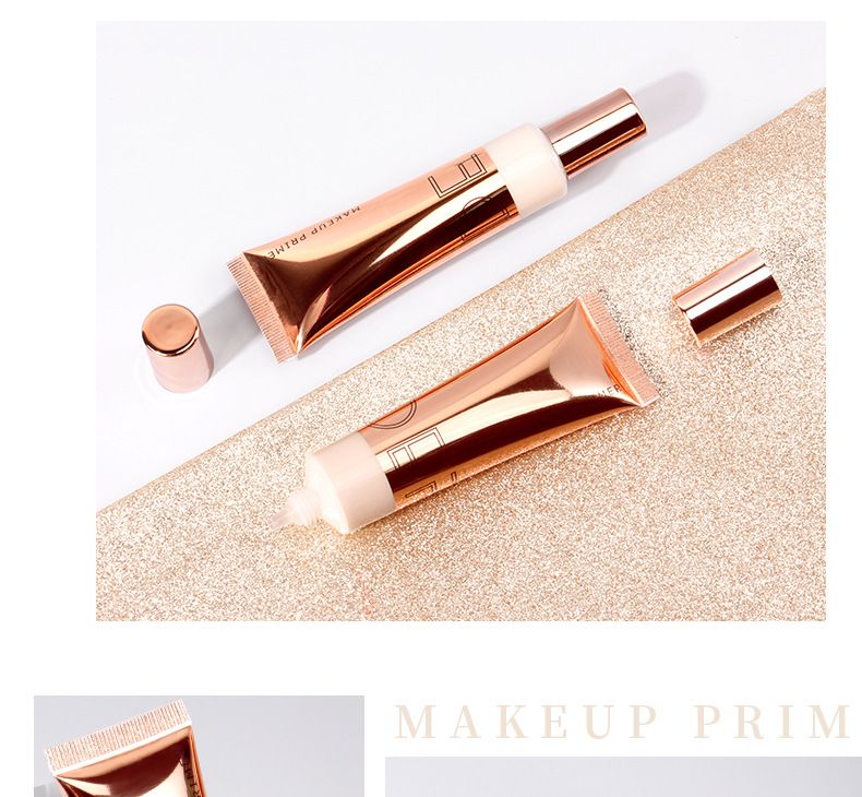 Primer facial brilhante para clarear a pele Primer de maquiagem iluminador para ajudar a clarear a pele e minimizar os poros À prova d'água de longa duração_voghion.com