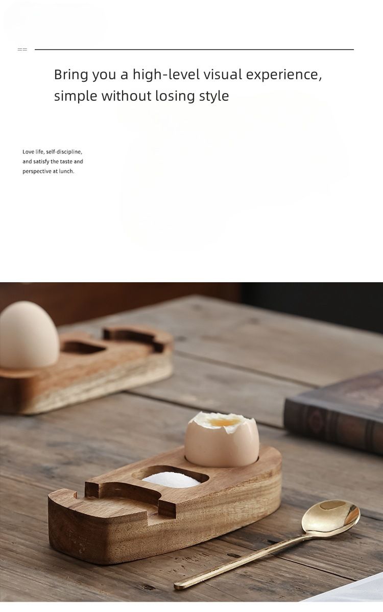 New Acacia Wood Tray Eggshell Egg Puncher Cup Holder Rack_voghion.com