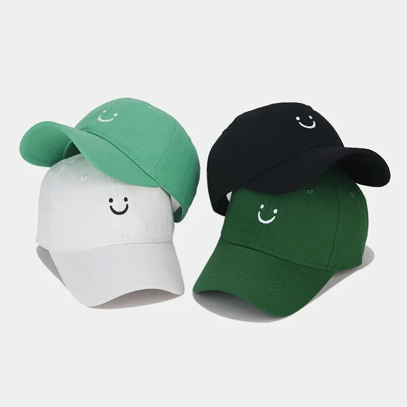 Smiley Face Trucker Washed Dad for Men Women Cute Baseball Caps Unstructured Smile Embroidered Hat_voghion.com