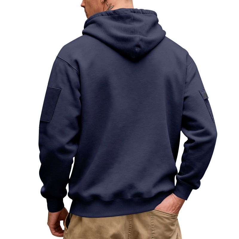 Heavyweight Fleece-Lined Work Jacket For Men – Utility Hooded Zip-Up With Tibetan Blue & Khaki Options_voghion.com
