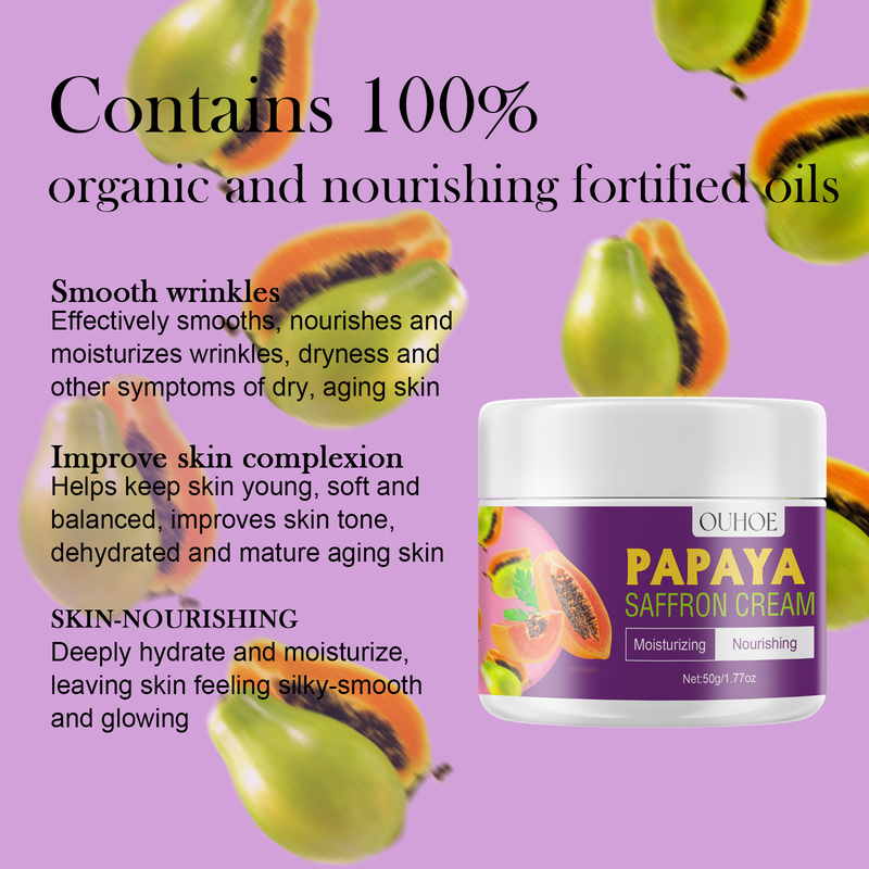 Crème Anti-âge réparatrice des coups de soleil, éclaircit les ridules, rétrécit les Pores, blanchissante, hydratante, crème papaye et safran_voghion.com