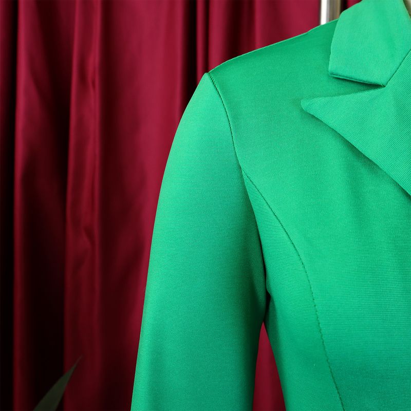 Damenbekleidung Damenmode Temperament Zweireihiger Anzugkragen Einfarbiges Kleid Mittellanges Kleid_voghion.com