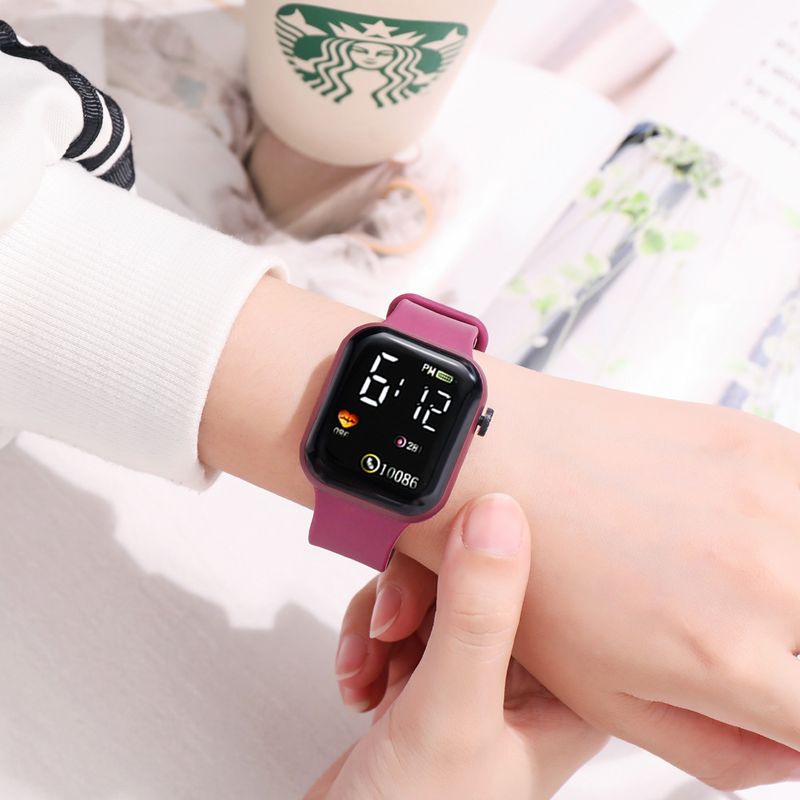 Trendy Items High-Value Student Party Rainbow Square LED Fashion Heart Style Digital Sports Waterproof Electronic Watch_voghion.com