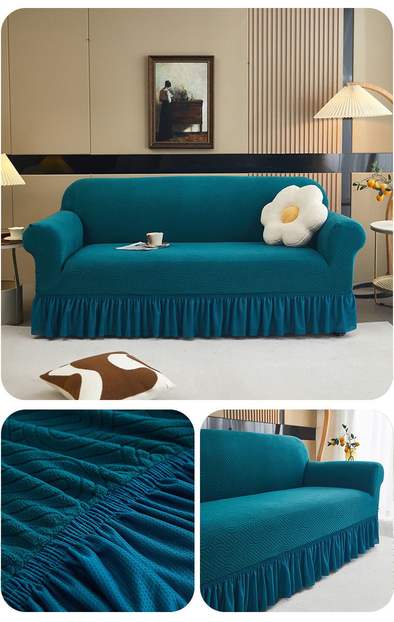 Copridivano elastici con gonna a onde d'acqua - Copridivani elastici universali per divani da 1/2/3/4 posti (8 colori eleganti, casa e ufficio moderni)_voghion.com