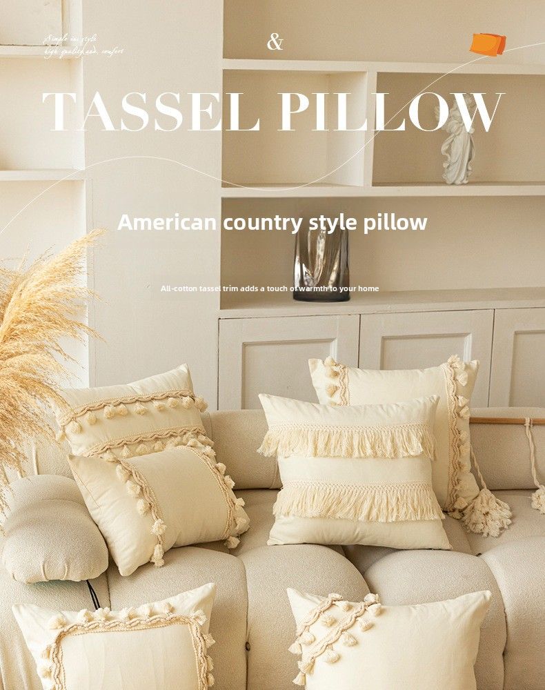 Copridivano in stile marocchino con nappe, motivo geometrico, semplice cuscino per divano, luce decorativa di lusso per soggiorno_voghion.com