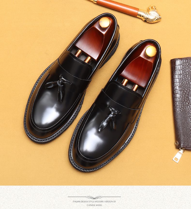 Glide VIP Exclusive Tassel Loafers For Men Genuine Leather Thick Sole British Style Casual Shoes Cowhide Lining Business_voghion.com