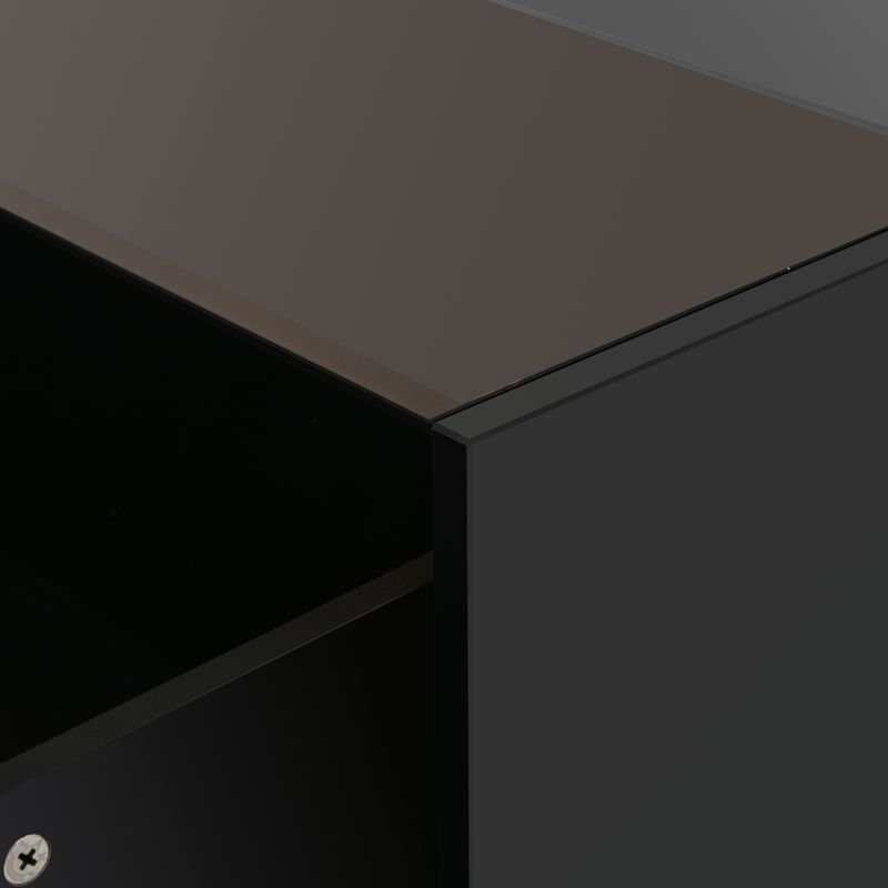 Table basse carrée 70 x 70 x 36 cm avec LED, table de salon haute brillance avec 2 tiroirs, table d'appoint avec plateau en verre trempé, table basse au design géométrique_voghion.com