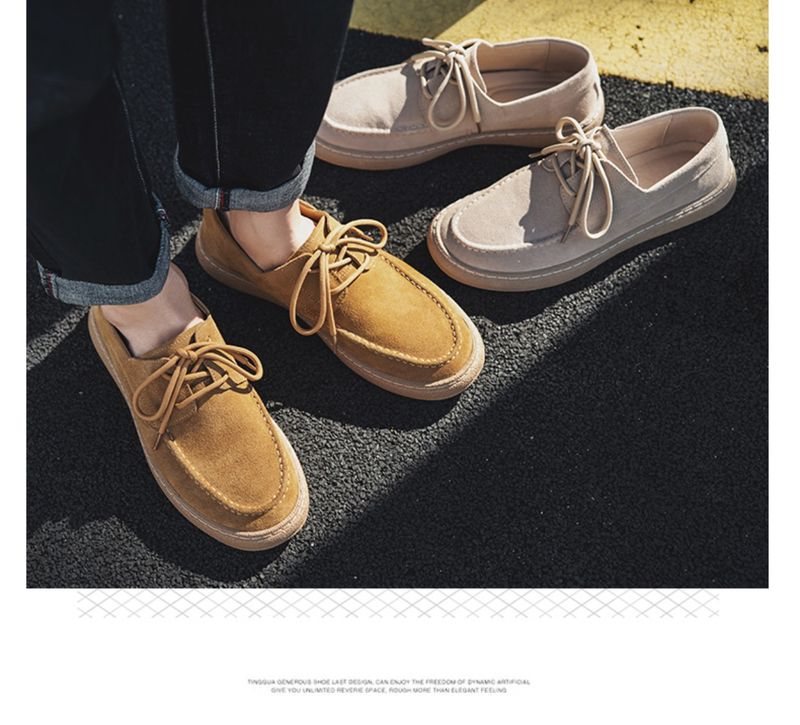 Solid Color Handmade Retro Suede Casual Shoes_voghion.com