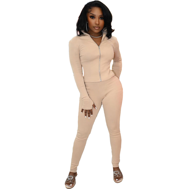 Lässiger Fingerling-Sportanzug für Damen (zweiteiliges Set)_voghion.com