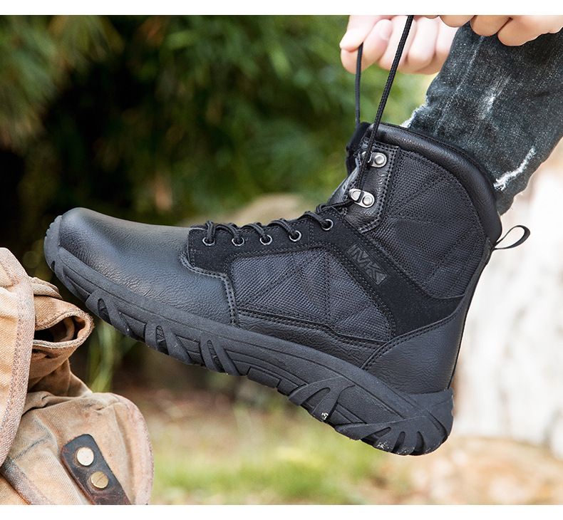 Botas tácticas de combate para hombre: botas militares y de senderismo impermeables para exteriores y campo, con tallas extendidas (39-47)_voghion.com