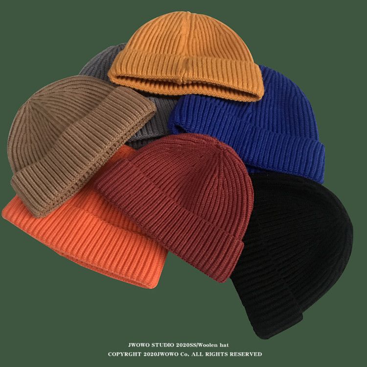 Cappello di pelliccia di melone caldo corto autunnale e invernale da uomo, berretto a cupola lavorato a maglia, cappello freddo, cappello di lana alla moda hip-hop da strada da donna_voghion.com