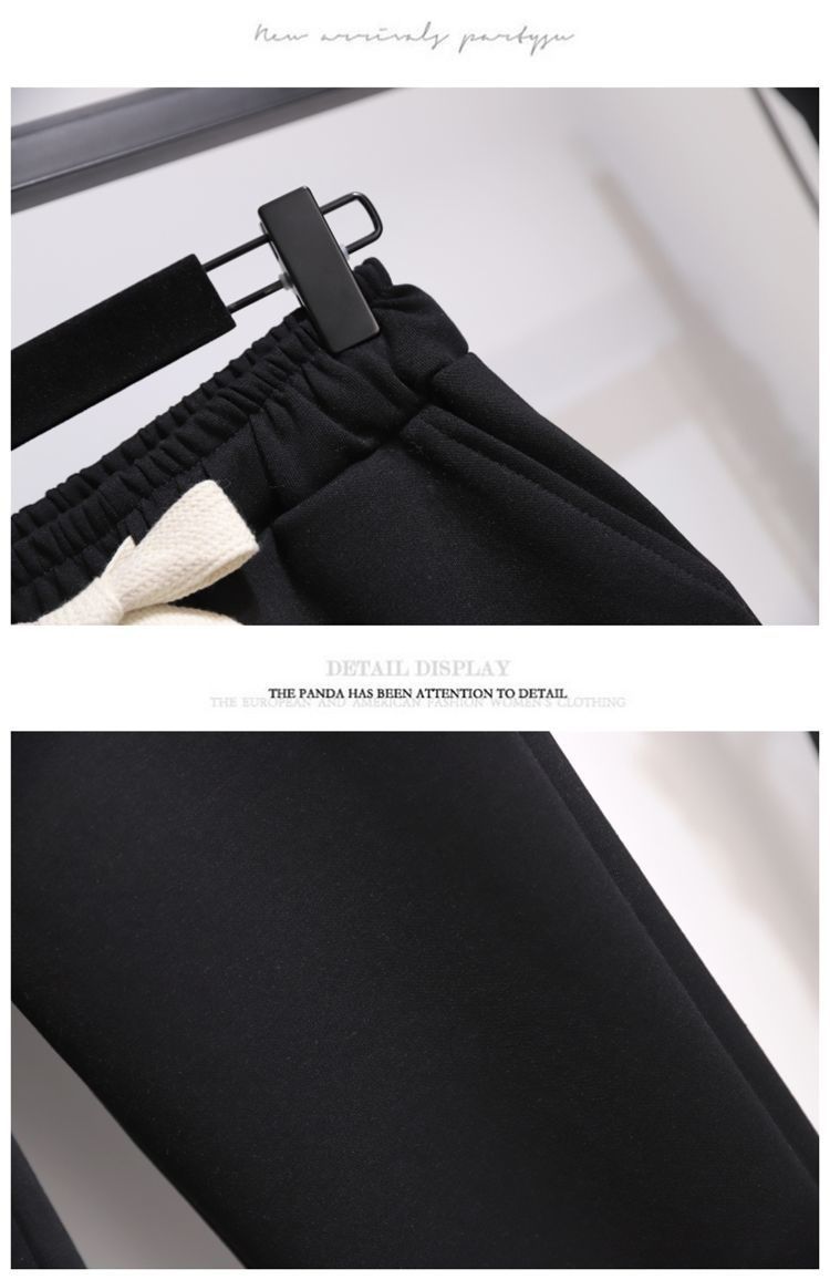 Completo trendy con felpa con cappuccio a maniche lunghe e colletto blu navy e pantaloni larghi con coulisse - Comodo abbigliamento casual da strada, tessuto in poliestere traspirante_voghion.com