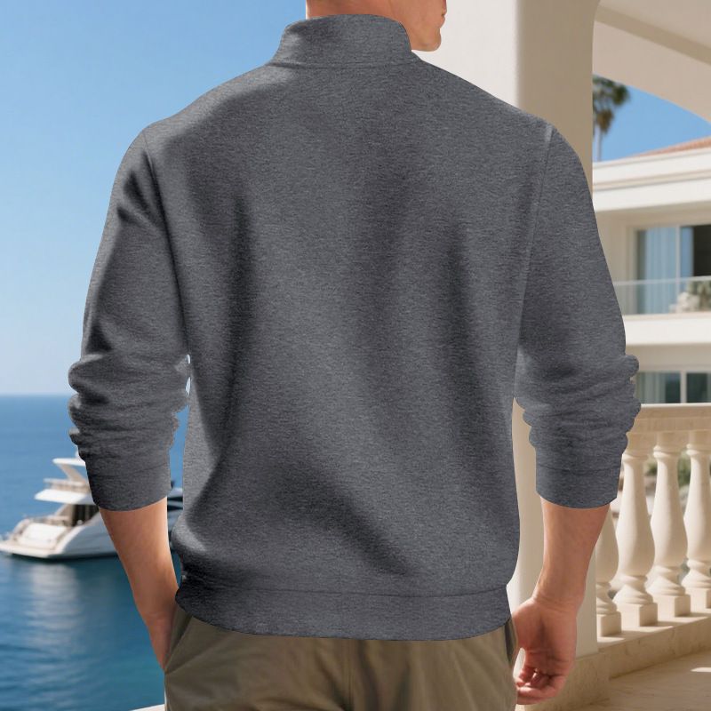 Felpa da uomo con fodera in pile e cerniera a un quarto – Abbigliamento casual invernale caldo ed elegante (S-XXXL, colori a tinta unita)_voghion.com