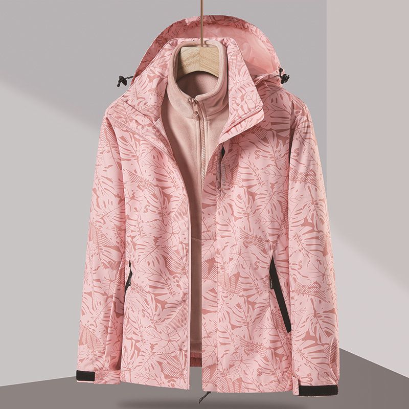 Casaco camuflado masculino 3 em 1, jaqueta destacável à prova de frio, traje de esqui de duas peças à prova de vento para caminhadas_voghion.com