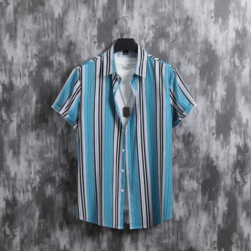 Sommer Neue Gedruckt Hemd Zwei Stück Jugend Casual Mode Herren Set_voghion.com