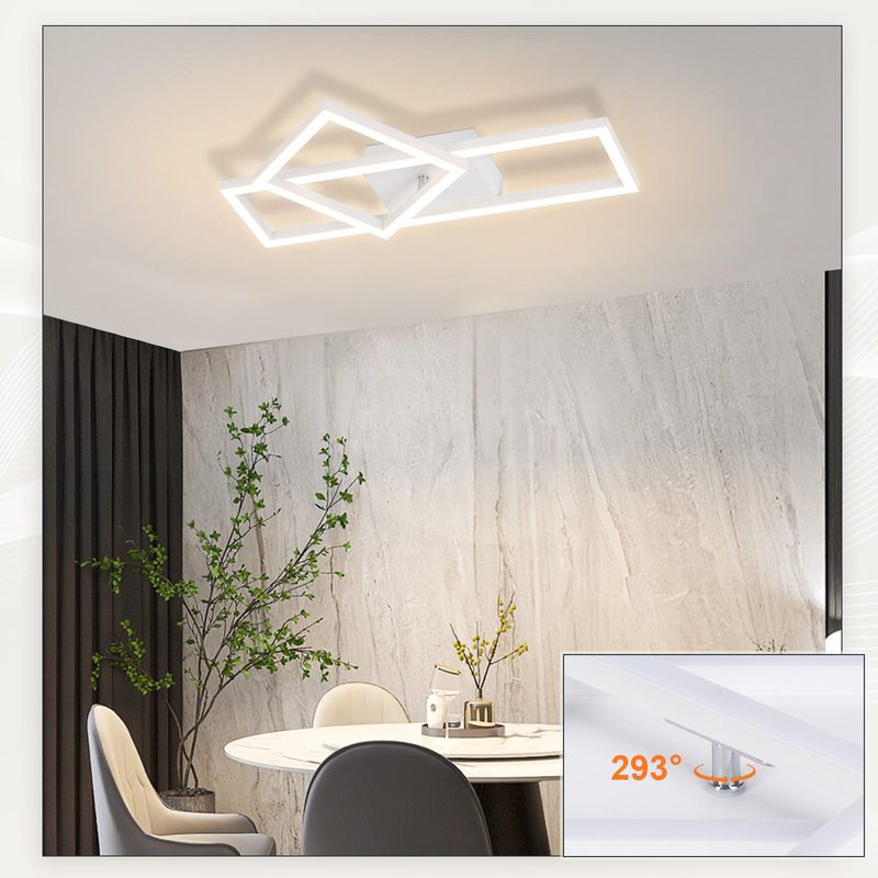 Glitzerlife Deckenlampe LED Deckenleuchte Weiß-20W Modernes Design Küchenlampe Warmweiß Schlafzimmerlampe Eckig Deckenleuchten Für Wohnzimmer Kinderzimmer Esszimmer_voghion.com