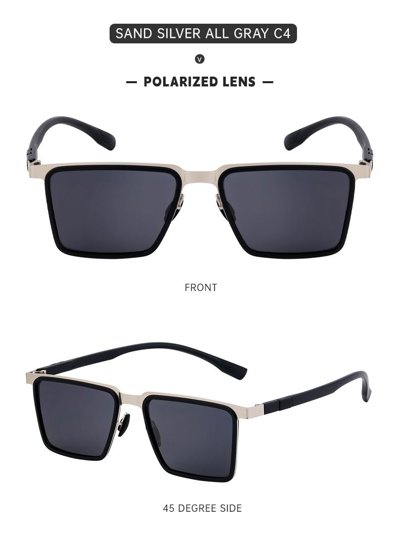 Retro Square Frame Sunglasses Men's Trendy Polarized Sunglasses Men's Sunglasses_voghion.com