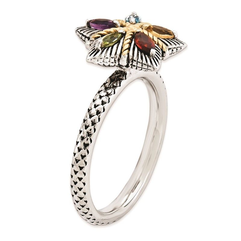 Sterling Silver & 14k Stackable Expressions Gemstone Antiqued Ring_voghion.com