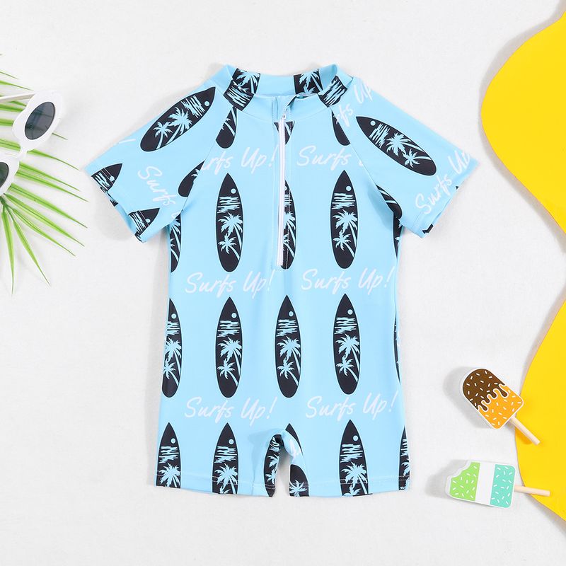Traje de baño para madres e hijos, nuevo, de una pieza, tipo bóxer, con dibujos animados, cuello alto pequeño, cremallera, secado rápido._voghion.com
