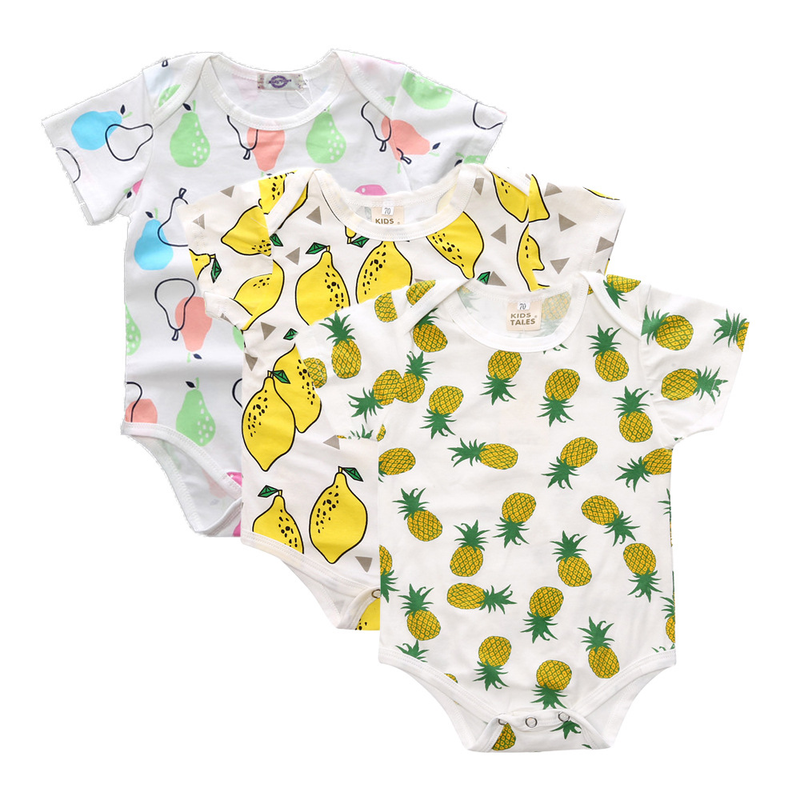 Mother&Kids Baby copertura inferiore in cotone con arpia triangolare a maniche corte, tuta da fanny, tuta da gattonare, tre combinazioni_voghion.com