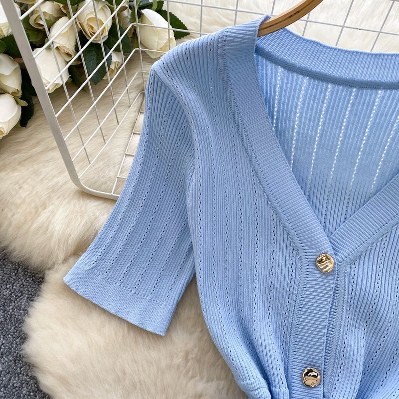 Damenbekleidung Leichtes Luxus-High-End-Strickkleid für Frauen im Sommer, schlankmachendes Design, Temperament, schicker Fischschwanz-Langrock_voghion.com