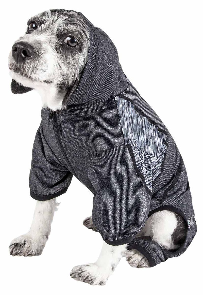Pet Life Active 'Pawsterity' Heathered Performance 4-Way Stretch Two-Toned Full Bodied Hoodie_voghion.com