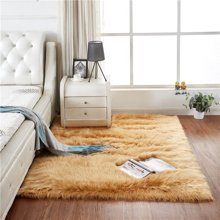 Wool Carpet Plush Mat Living Room Bedroom Bedside Carpet Rectangular Bay Window Mat Cushion_voghion.com