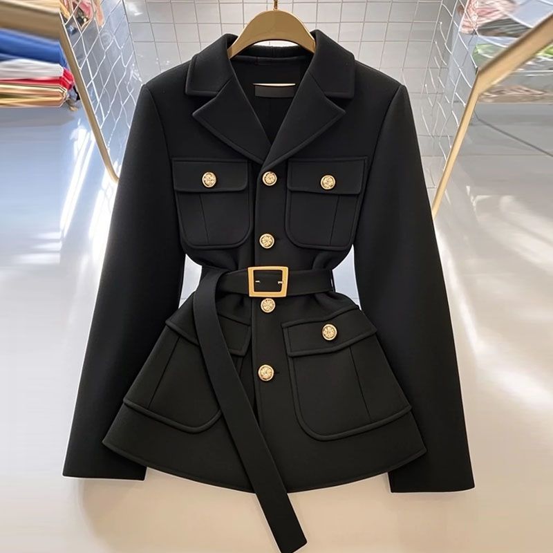 Giacca blazer elegante e alla moda, versatile e casual, da donna, con cintura in vita, 2025_voghion.com