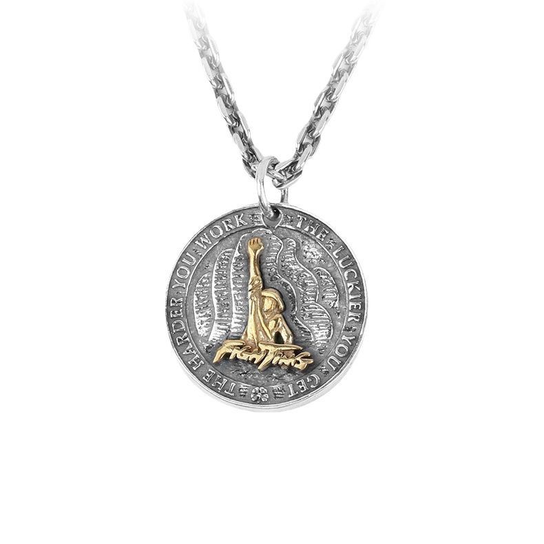 Collana con ciondolo vintage a forma di quadrifoglio in argento sterling 925, design di alta qualità, accessori di nicchia alla moda per uomo_voghion.com