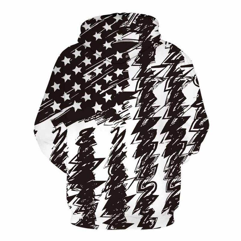 Felpa unisex casual primavera e autunno con stampa digitale geometrica nera e bianca del 2025_voghion.com