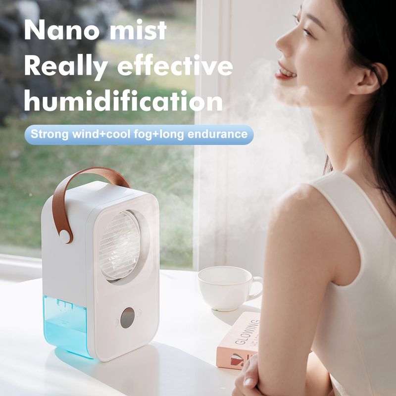 Humidifier Fan Air Conditioner Water Spray Mist Rechargeable Portable Purifier 4 Speed 2 Mode Spray Fan Car Home Camping Travel_voghion.com