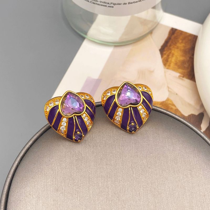 Boucles d'oreilles exagérées en émail d'amour en petit groupe, sensation haut de gamme, luxe léger, boucles d'oreilles personnalisées et aiguilles en argent_voghion.com