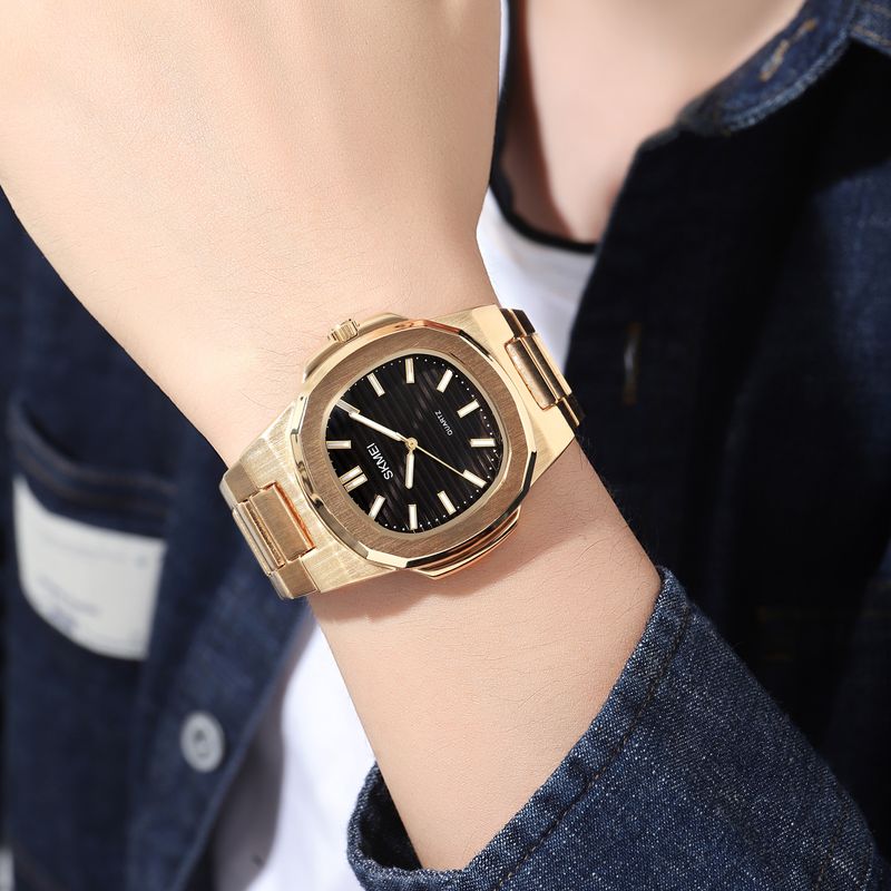 Zeitlose Schönheit Mode Textur Herrenuhr Business Trendy Männlichen Studenten Gold Armbanduhr_voghion.com