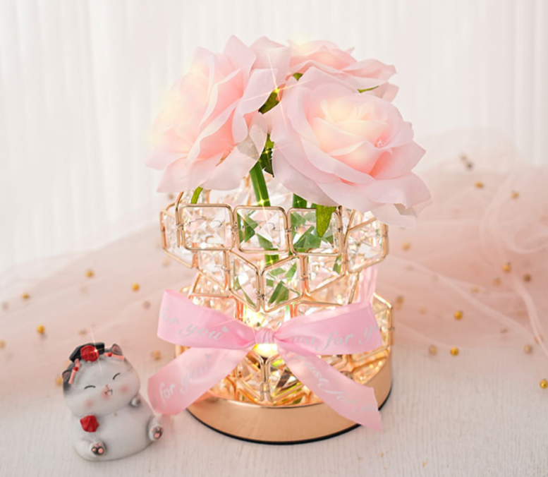 Neue Zauberwürfel LED Rose Nacht Dekorative Tischlampe Atmosphäre Licht Valentinstag Geburtstagsgeschenk Bouquet Ornament_voghion.com