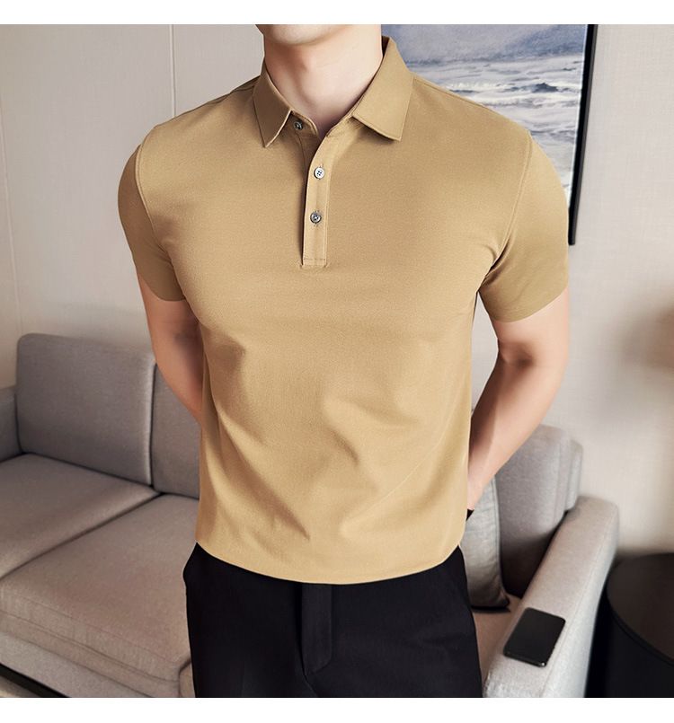 Polo à manches courtes pour homme, nouveauté spéciale été, en coton, confortable, petit revers, non marquant, pressage, version coréenne, coupe ajustée, Paul_voghion.com