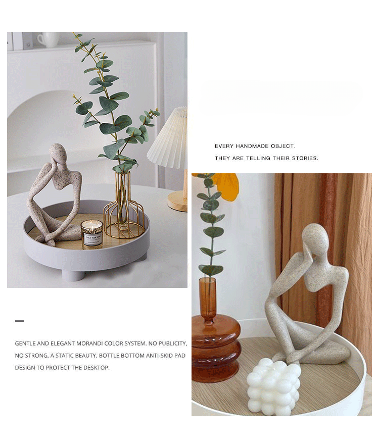 Modernes minimalistisches Links-Rechts-Denken, abstrakte Figur, Handwerk, Ornament, nordisches Büro, Bücherregal, Dekoration, Arrangement_voghion.com