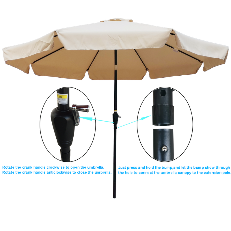 10 Ft Patio Umbrella Market Table Round Umbrella Outdoor Garden With Crank And Push Button Tilt For Garden Deck Backyard Pool Shade Outside_voghion.com