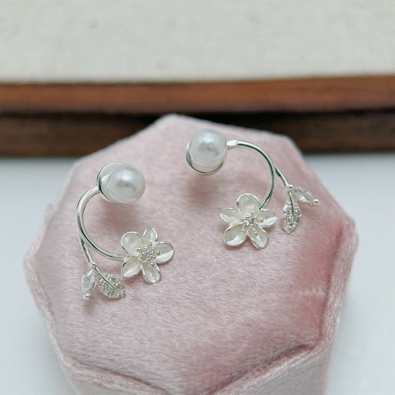 Orecchini Super Fairy Flower per donna, semplici orecchini di perle lussuose, piccoli e squisiti, micro intarsiati con zirconi._voghion.com