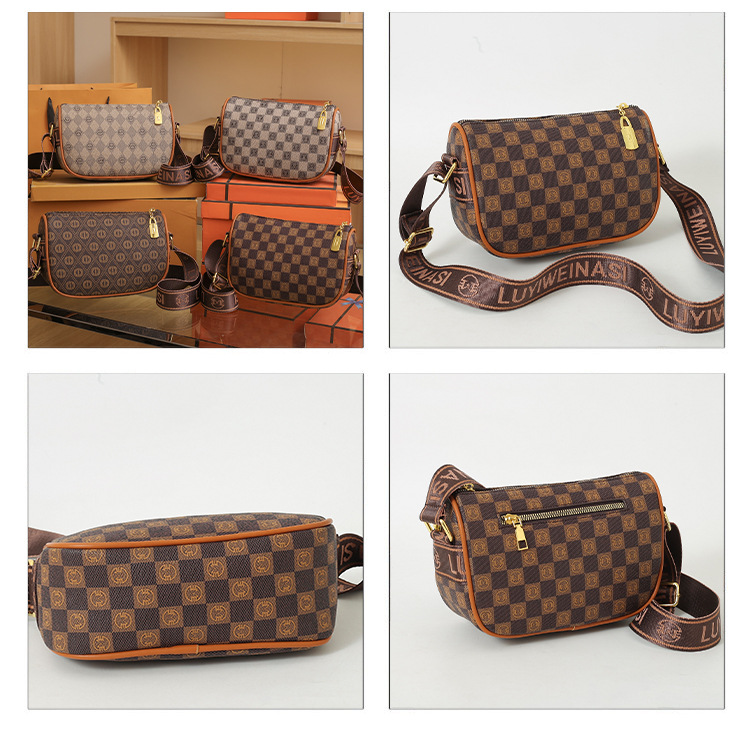 Grenzüberschreitende heiß verkaufte Taschen für Frauen 2023 neue Mode Retro-bedruckte Umhängetasche Außenhandel Damentasche breiter Schultergurt Umhängetasche_voghion.com