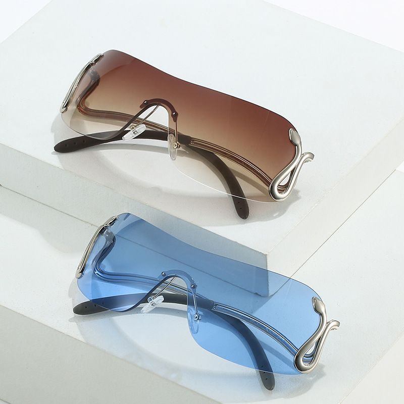 Uemi Nieuwe Mode Randloze Zonnebrillen Voor Vrouwen Mannen Slang Decoratie Metalen Frame Zonnebrillen Tinten UV400 Brillen_voghion.com